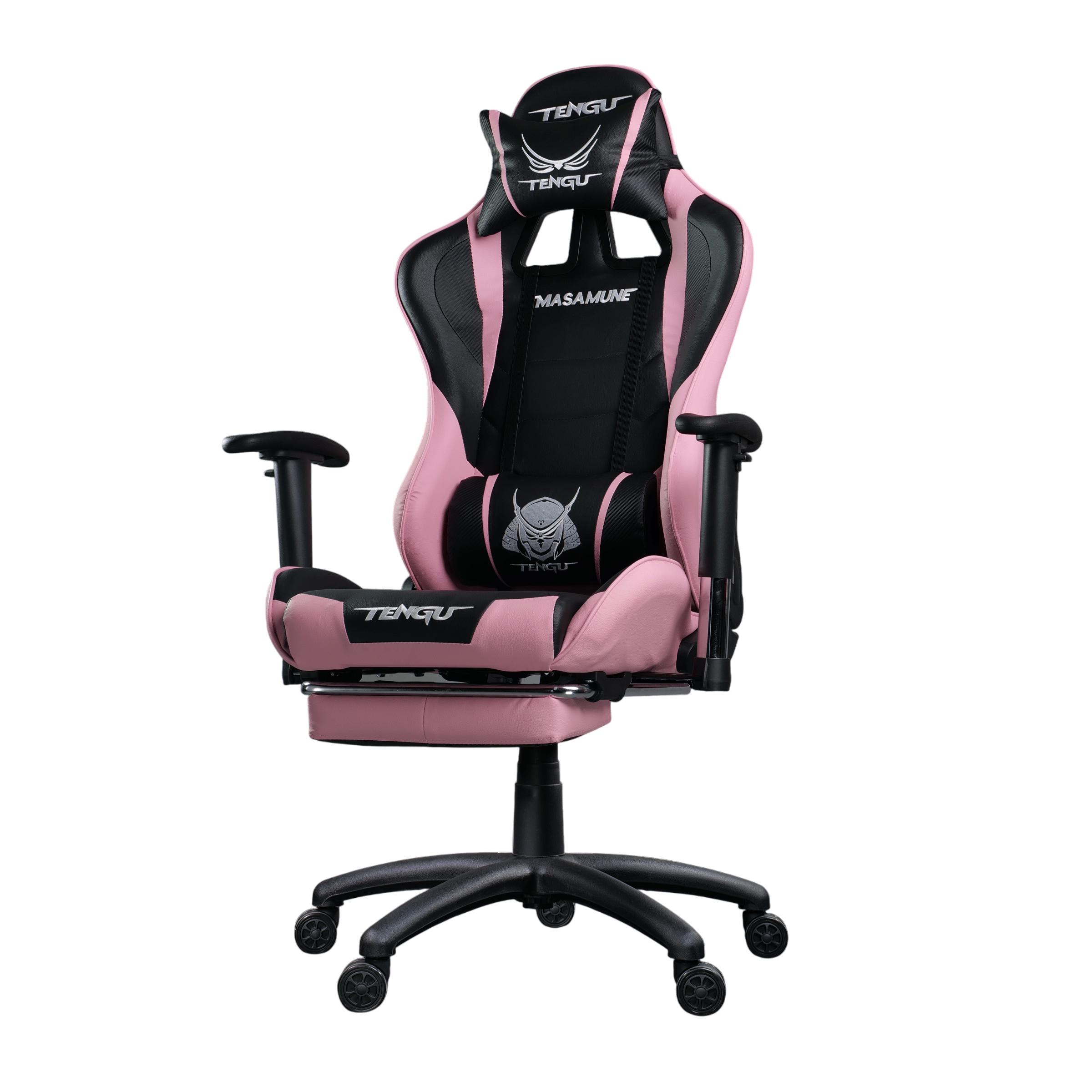 เก้าอี้เกมมิ่ง TENGUGAMINGGEARS รุ่น MASAMUNE (CH-MS-BP) สีชมพูดำ เบาะหนัง มีที่พักเท้า